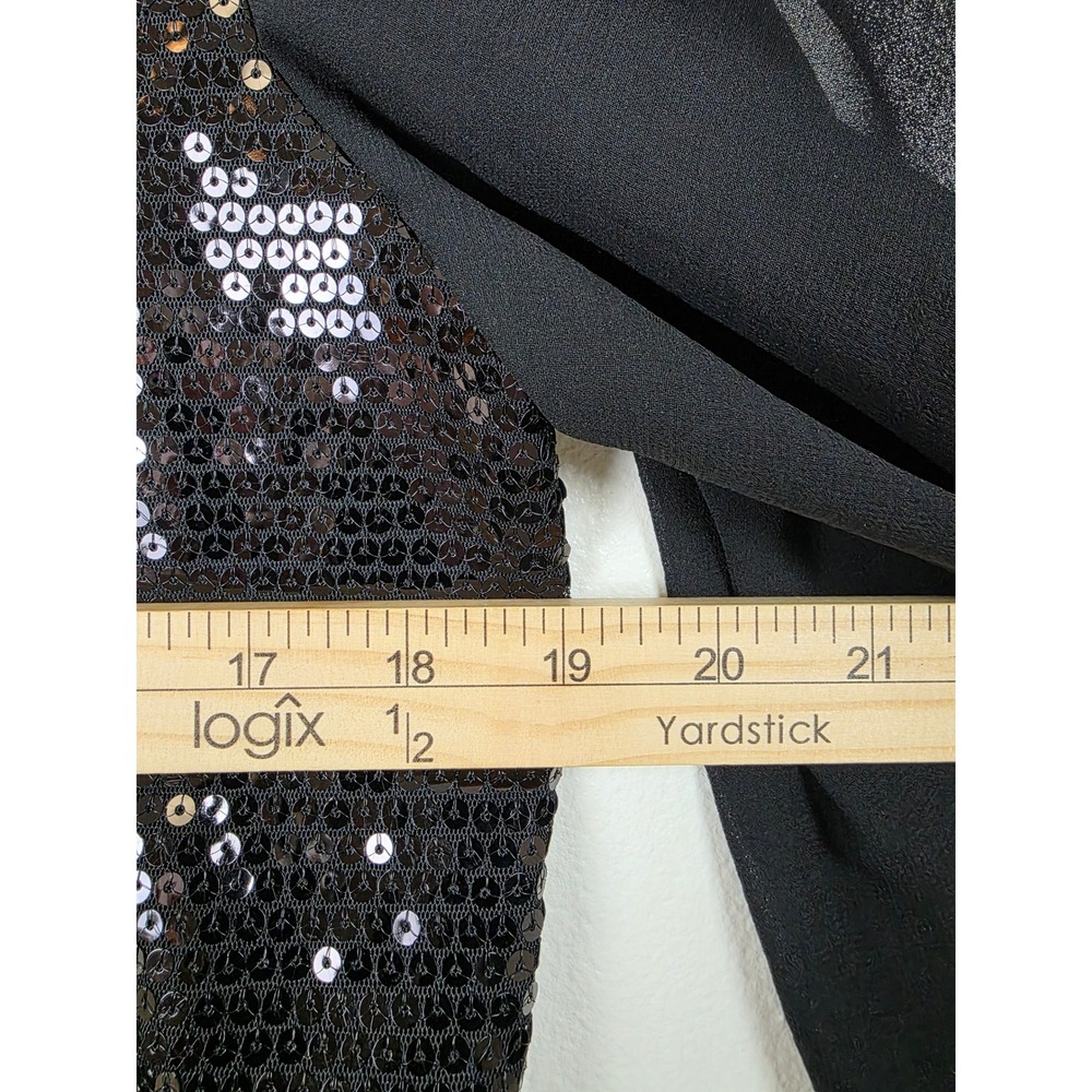 Sequin Front Black Women's Party Top - Elegant Evening Blouse - Picture 9 of 12